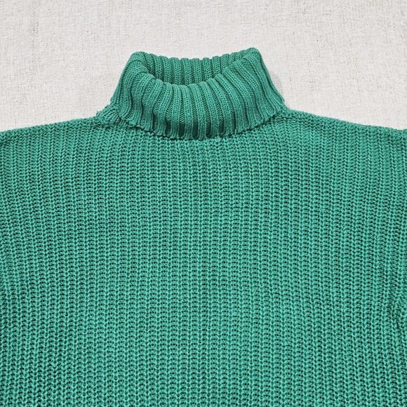 Vtg 80s GAP Clothing Co. 100% Cotton Large Green Chunky Cable Knit Sweater - Picture 3 of 6
